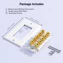 Cable Matters Speaker Wire Wall Plate, Gold Plated Speaker Wall Plate with Banana Plug Binding Post for 5 Speakers, White