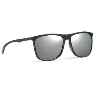 Carbon Fiber Polarized Sunglasses for Men Women, Retro Square Frame, UV400 Protection HD Lens, Driving Fishing Sports