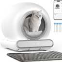 Self Cleaning Litter Box, Integrated Safety Automatic Cat Litter Box Self Cleaning 65L+9L for Multiple Cats, App Control, Odor Removal, Includes Mat & Liner (3 Rolls) - White