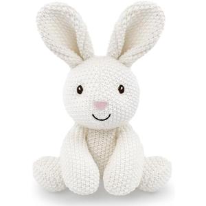 Bunny Stuffed Animal for Kids,8inch Sit Bunny Toys Hand Knit Doll Baby Cute Doll Bed Time,Handmade Knit Animal Toy Soft Cotton Knitted Animals Teddy Bear Christmas Birthday Gifts Knit Bunny