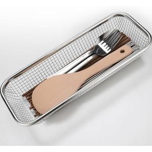Dishwasher Silverware Basket Stainless Steel Dishwasher Basket Cutlery Silverware Organizer Countertop Utensil Holder, Silver (Mesh-M)