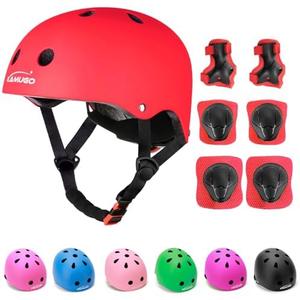 KAMUGO Kids Adjustable Helmet, with Sports Protective Gear Set Knee Elbow Wrist Pads for Toddler Age 2-8 Boys Girls, Bike Skateboard Hoverboard Scooter Rollerblading Helmet Set, Size S