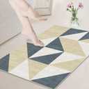 2x3 Washable Area Rugs Geometric Abstract Small Carpet Blue and Gold Doormat for Entryway Bathroom Living Room Bedroom Washing Room Non Slip (Multi Color)