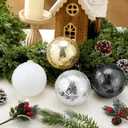 Soaoo 4 Pcs 4 Inch Large Neutral Glass Christmas Ball Ornament Metallic Textured Christmas Tree Decoration Beaded Glass Ball Ornaments Xmas Hanging Decor for Home Fireplace Mantel Wall Party Decor