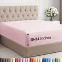 Extra Deep Queen Fitted Sheet - Hotel Luxury Single Fitted Sheet Only - Easily Fits 18 inch to 24 inch Mattress - Ultra Soft, Wrinkle Free with Extra Deep Pockets - Breathable & Comfy - Lavender Pink