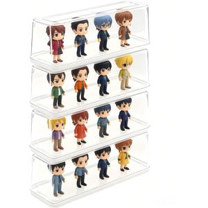 4 Pack Display Box, Dustproof Showcase for Collectibles Mini Funko Pop Popmart Action Figures