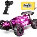 Tecnock RC Cars Remote Control Car for Boys and Girls, 1:18 Scale RC Car with LED Lights, 2.4GHz 2WD All-Terrain RC Truck, Rechargeable Battery for 50-Min Play, Gifts for Kids, Pink