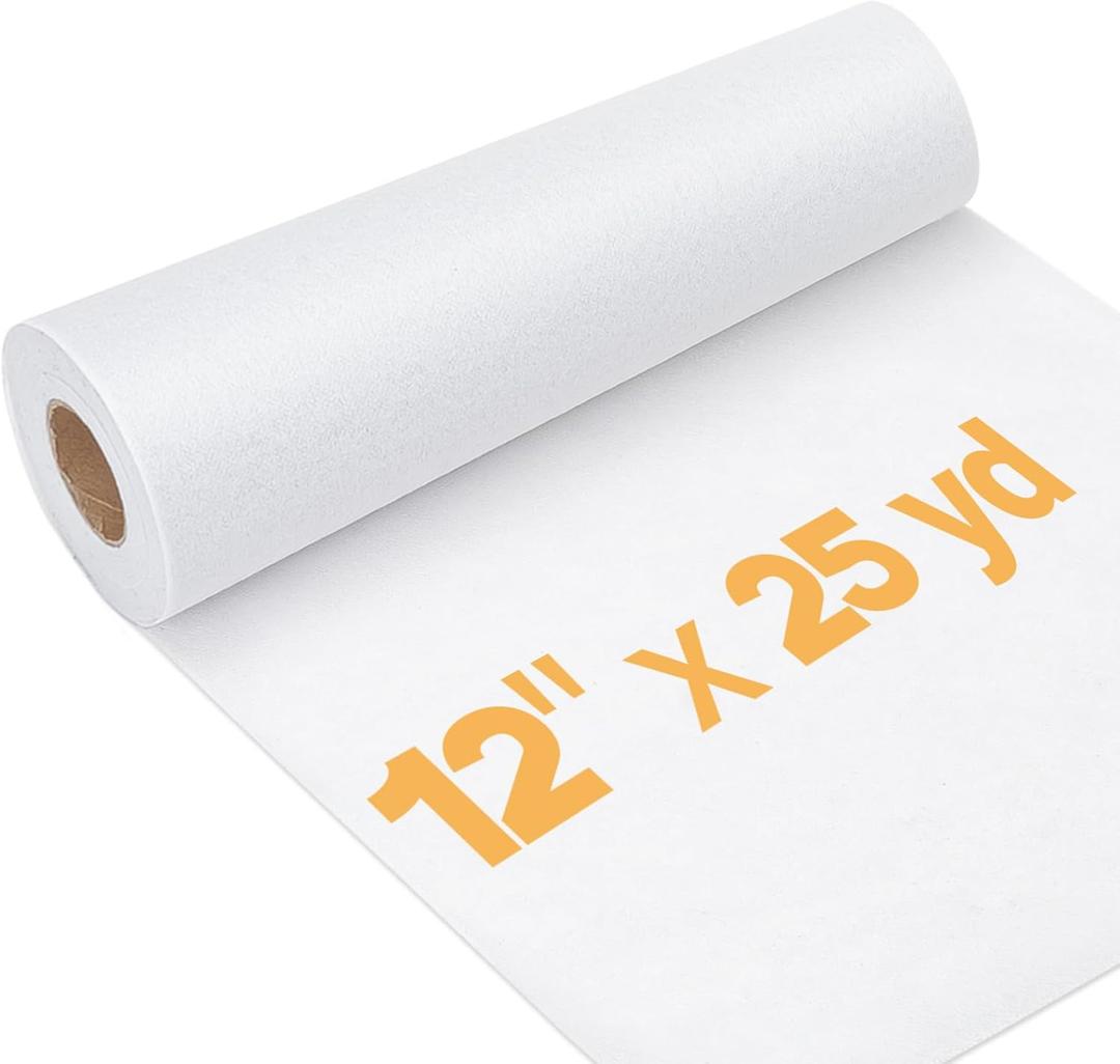 Fusible Non-Woven Interfacing 12" * 25 yd, BlissBoard Medium-Weight Single-Sided Interfacing for Bed Sheet, Shirt, Dresses, Collars, Cuffs, DIY