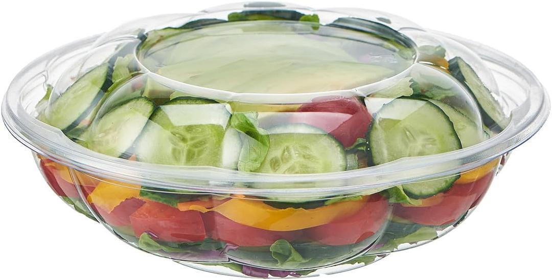 Jaluxing [18 oz. 150 Sets Clear Plastic Salad Bowls with Airtight Lids Disposable To Go Mixing Containers Serving for Fruit, Quinoa, Lunch and Meal Prep