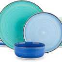 vancasso Bonita Blue Dinnerware Sets, Plates and Bowls Set for 3+8 Pieces Stoneware Dinnerware Set, Dishwasher and Microwave Safe
