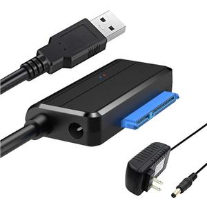 SATA to USB Cable USB 3.0 to 2.5 3.5 inch Hard Drive Adapter External Converter for SSD/HDD Data Transfer, with 12V/2A Power Supply, Support UASP, Black
