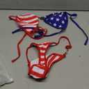 TASHEHE Women's Triangle Thong Bikini Set Sexy String Brazillian Two Piece Swimsuit Cute Bikini Bathing Suit (Flag / 4th of July) S