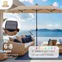 HERA'S PALACE 13 ft Patio Umbrella with 120 LED Solar Lights Double Sided Outdoor Umbrella for Patio 8 Colors Changing Table Umbrella Outdoor Patio for Garden Pool