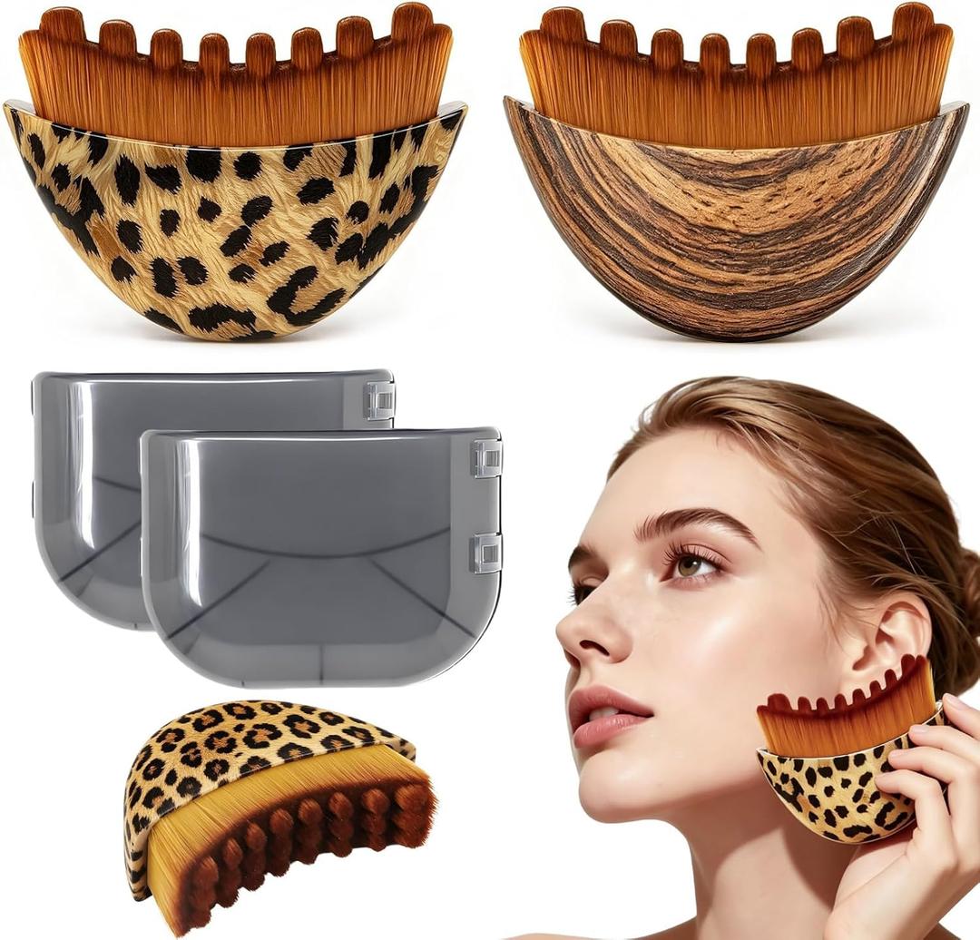 2PCS Lymphatic Drainage Gua Sha Face Brush for Sculpting, Lymphatic Contour Face Brush for Reduce Puffiness & Lift, Super Soft Manual Massager for Facial Cleansing with Portable Case