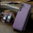 Bemal for Samsung Galaxy S25 Wallet Case with Card Holder, RFID Blocking, Shockproof Leather Kickstand for Men and Women, Durable Protective Phone Cover for 6.2", Purple