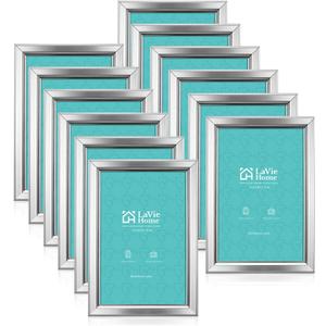 LaVie Home 4x6 Picture Frames (12 Pack, Silver) Simple Designed Photo Frame with High Definition Glass for Wall Mount & Table Top Display, Set of 12 Classic Collection
