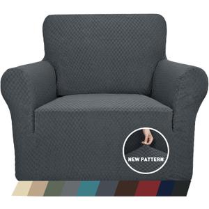 ZNSAYOTX 1 Piece Jacquard Chair Slipcovers for Living Room High Stretch Chair Covers with Arms Anti Slip Pets Friendly Couch Sofa Armchair Cover Furniture Protector (Chair, Dark Grey) (Small (31"-46"))