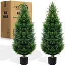 48-inch Artificial Cypress (2 Packs) - UV-Resistant Artificial Shrub with Pot, Suitable for Outdoor and Indoor use, Front Porch, Garden Decoration