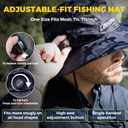 Fishing Hat for Men with Removable Top Breathable Mesh Mens Fishing Sun Hat, 2-in-1 Waterproof Rain Hat UV Protection (Black)