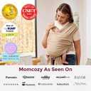 Momcozy Baby Wrap Carrier - Easy to Wear Infant Carrier Slings, Lightweight Hands Free Baby Sling, Adjustable Baby Wraps Carrier for Newborn to Toddler 8-35 lbs, Baby Travel Gear, Light Curry