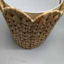 2.6 Gallon Scalloped Edge Wicker Waste Basket with Removable Plastic Liner, Handwoven Rattan Trash Can for Bathroom, Bedroom, Office, Home