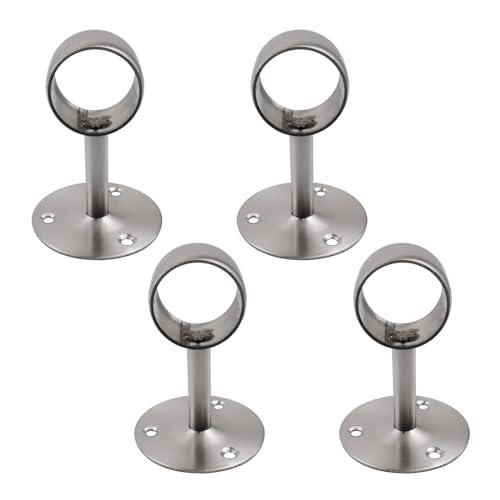 Risbay Stainless Steel Closet Rod Flange,1.5-Inch Dia.Adjustable Shower Curtain Holder Socket Bracket Support Heavy Duty End Supports Pipe Flange Ceiling Mount Bracket with Screws, 4Pcs (Silver)