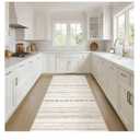 Nakagishi Runner Rug Kitchen Washable Rugs: 2x6 Non-Slip Boho Soft Modern Stain Resistant Indoor Floor Neutral Farmhouse Throw Carpet for Hallway Bathroom Laundry Room Entryway Bedroom- Beige