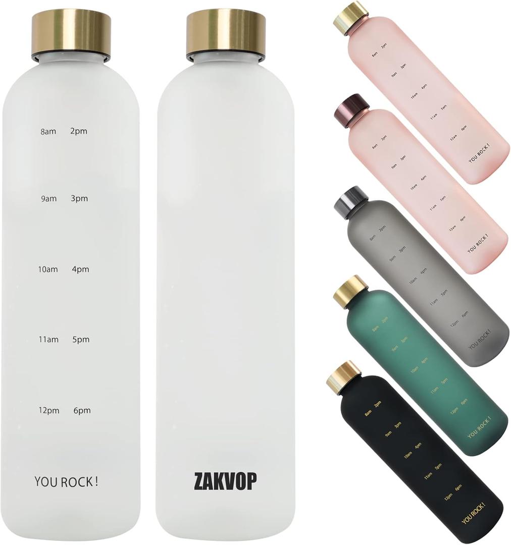 32oz Water Bottles with Times to Drink, Motivational Water Bottle with Time Marker, BPA Free Reusable Water Bottle with Hydrating Reminder for Gym Fitness Workout Travel