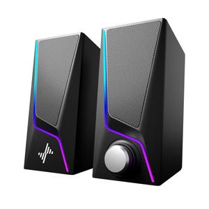 Nylavee Computer Speakers, PC Speakers with 6 Lighting Modes, USB Powered Computer Speakers for Desktop PC with 2 Bass-Boost Ports, 2 Speaker Units, and 3.5mm Aux-in for PC, Laptop, Monitor, Gaming