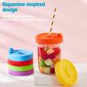 Teenyyou 6 Pcs Silicone Mason Jar Lids with Straw Hole for Wide Mouth Mason Jar Thickened Leak Proof Lid for 86 mm Reusable Large Canning Jars Caps(Classic)