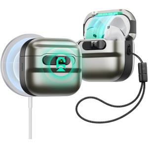 ESR for AirPods 4 Case, Compatible with AirPods 4 Generation Case (2024)(USB-C), MagSafe Compatible, Magnetic Lid Lock, Drop-Proof Protection Cover with Lanyard, Pulse Series,Titanium