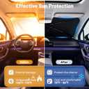 Foldable Car Windshield Sun Shade Umbrella, Reflective Titanium Silver Coating, Rearview Mirror Cutout, for Hatchback, Truck, SUV