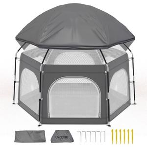 Baby Playpen with Canopy, Portable Outdoor & Indoor Baby Beach Tent for Babies and Toddlers, Foldable Play Yard with Mosquito Net, Travel Play Yard Includes Sand Stakes & Carry Bag
