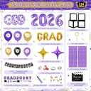 Party Spot2026 Purple and Gold Graduation Party Decorations,124 PCS Graduation Decorations Class of 2026,4 PCS Balloons Boxes with LED Light String & Letters 2026 GRAD So Proud of You