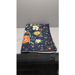 DUKINO 4x6 Area Rug, Lightweight Non Slip Washable Floral Rug, Indoor Low Pile & Non-Shedding Boho Design Rugs for Bedroom, Living Room, Dining Room, Dark Blue