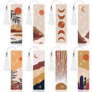 8 Pieces Christian Bible Verse Diamond Art Bookmarks 5d Christian Beaded Bookmark Acrylic Tassel Bookmark for DIY Making Beginners Kids Adults Arts Craft Supplies (Boho)