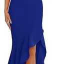 PRETTYGARDEN Wedding Guest Dresses for Women 2026 Summer Formal Gala Maxi Dress Ruffle Mermaid Cocktail Long Dresses Blue M