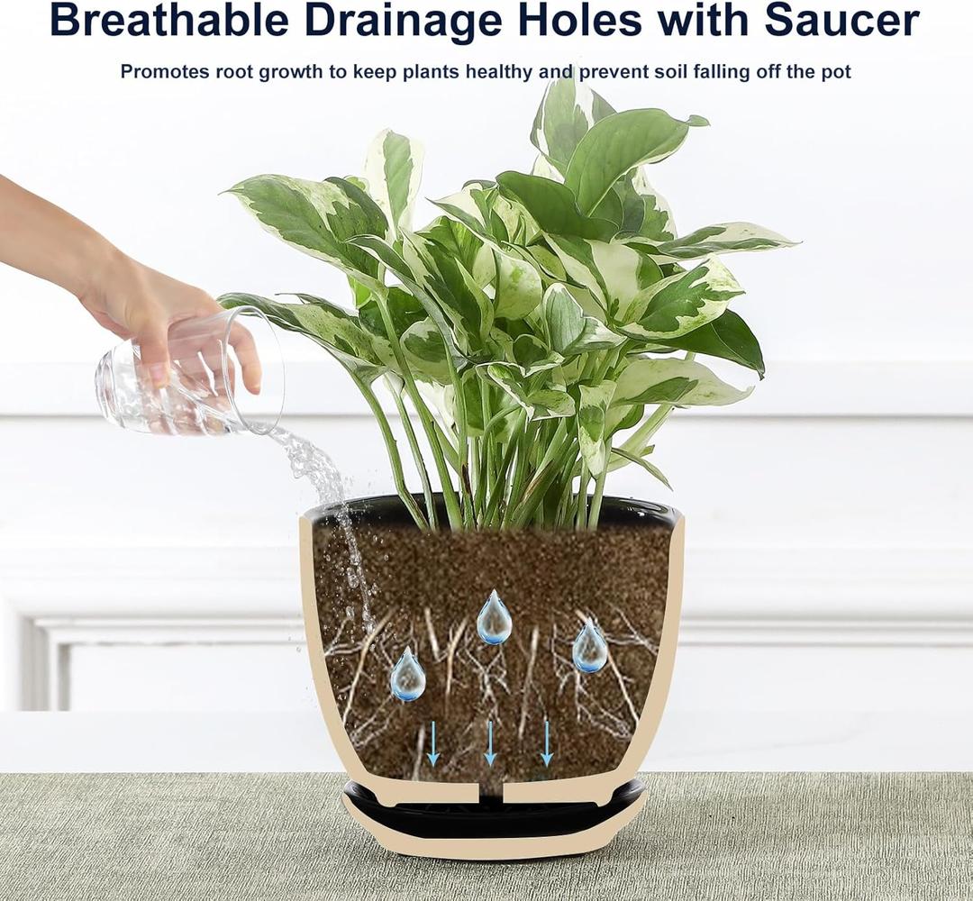 Sureasy Ceramic Plant Pots 3.6 inch , Set of 3, Black