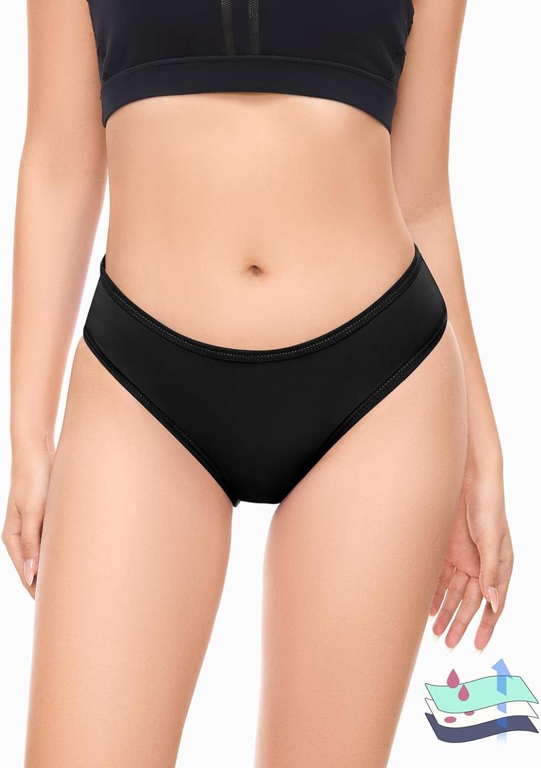 Period Swimwear Leakproof Swim Bikini Bottom Menstrual Swimsuit Waterproof UPF 50+ Bathing Suit for Teens Girl Women (Small, Black)