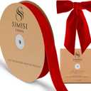 Red Velvet Ribbon 1'' 25 Yards for Christmas Tree, Gift Wrapping, Flower Bouquet, Wreath Decorations, Bow Making