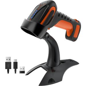 Tera Barcode Scanner Wireless 2D QR: Pro Version All New Battery Level Indicator 2500mAh Industrial Drop-Proof 1D 2D QR Bar Code Reader Works with Bluetooth 2.4G for Windows Mac Android iOS 8100Pro (Coral)