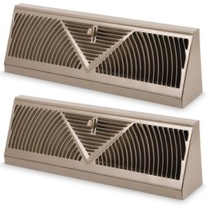 Yaocom 2 Pack Baseboard Register Vent 18 Inch Duct Opening Size Vent Covers for Home Floor Diffuser Wall Corner Baseboard Air Covers, Smooth Air Adjust Lever, Easy Install, Brown