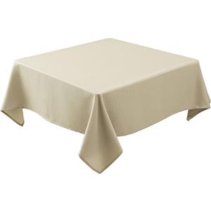 Biscaynebay Textured Fabric Square Tablecloths 54x54 Inches, Natural Water Resistant Spill Proof Table Cloth Washable Small Card Folding Table Covers for Dining, Kitchen, Wedding and Parties