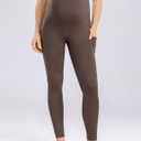 ENERFUL Womens Maternity Leggings with Pockets Workout Legging Pants Buttery Soft Pregnancy Active Wear Yoga Tights (Brown, S)