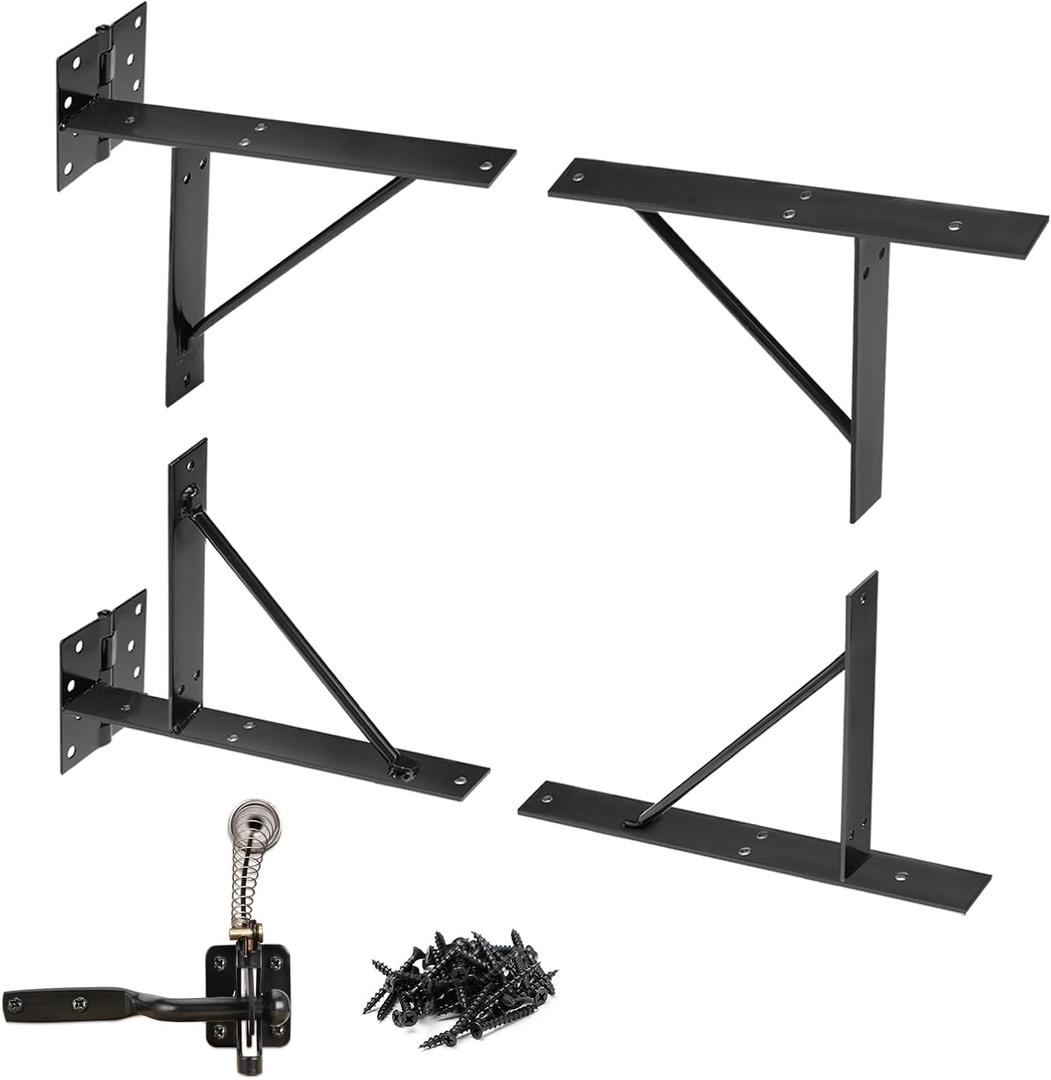 Mofeez Gate Corner Brace Bracket No Sag Kit for Shed Doors Driveway Gates Corral Gates Wood Windows (with Gate Latch)