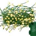 Battery Operated Christmas Lights, 10FT 100 Micro LEDs Fairy Lights with 8 Modes and Timer, Green Copper Wire for Indoor Outdoor Christmas Tree Wreath Garland Garden Party,Warm White
