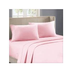 1000-Thread-Count 100% Egyptian Cotton Bed Sheet, 4-Pc Queen Pink Solid Sheet Set Single Ply Long Staple Cotton Yarns, Sateen Weave, Fits Mattress Upto 10" Deep Pocket
