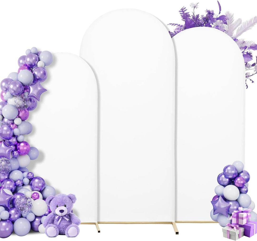 Title: SUKAIKEQA Small Arch Cover Trio  6FT, 5FT & 4FT Stretch Backdrop Set for Intimate Events, Baby Showers & Photo Nooks  Mini Arch Decor Bundle (white)