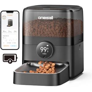 oneisall 3L WIFI Automatic Cat Feeder with App Control, Battery Operated Automatic Feeder for Cats Dogs with Timer, Auto Cat Feeder with Rechargeable Battery Lasting 100 Days