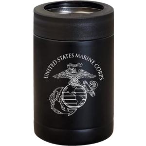USMC Can Cooler - Insulated Stainless Steel Marine Corps Bottle Cooler - Insulated Marine Corps Drink Cooler | USMC 12oz Can Cooler